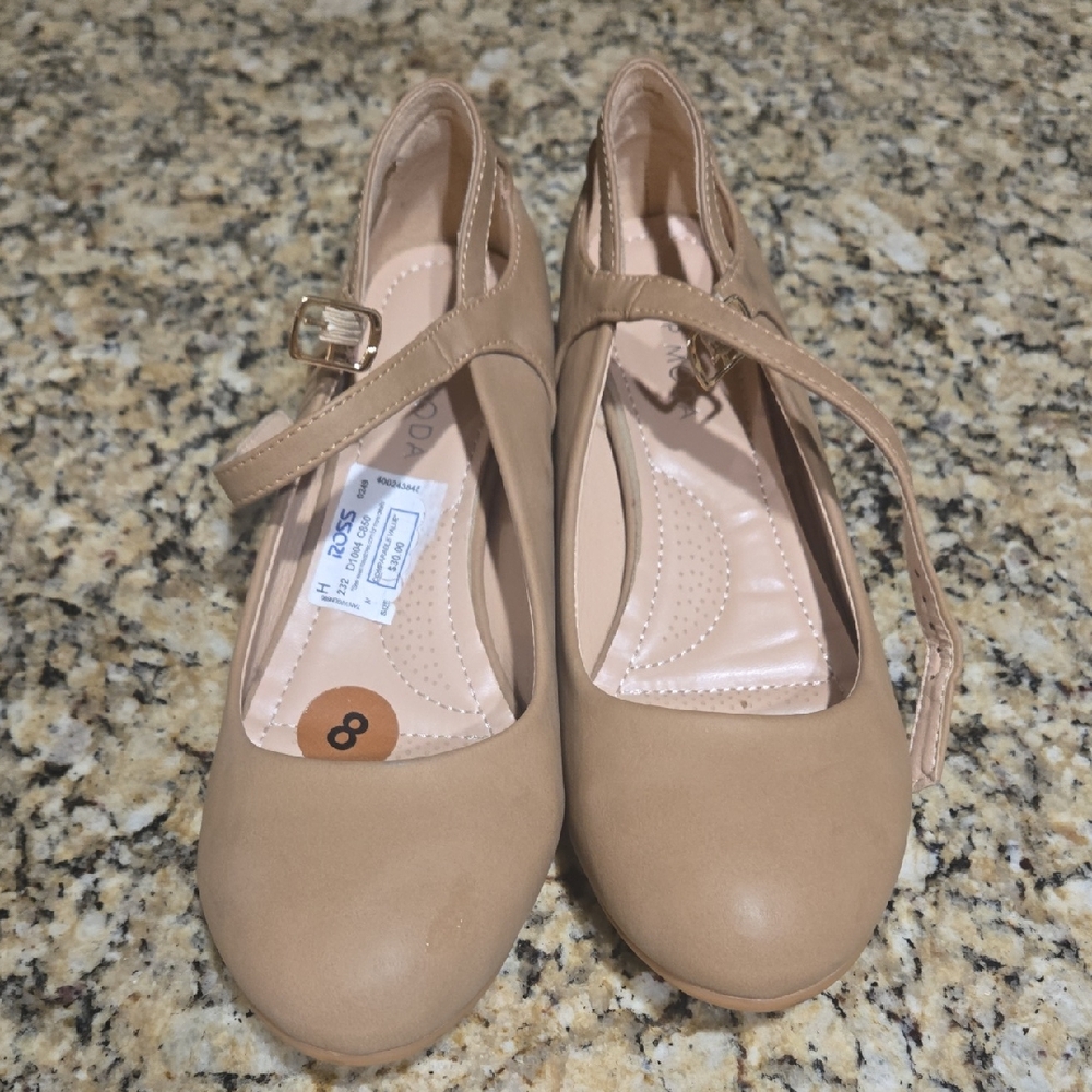 TOP Moda Beige Tan Mary Jane Wedge Heels